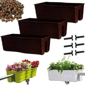 Donice - 3x Skrzynka na balustradę Wave 60, Doniczka balkonowa + keramzyt 5l - miniaturka - grafika 1