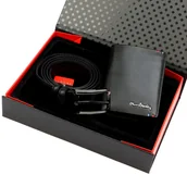 Paski - Pierre Cardin pionowy portfel i pasek do spodni męski skóra naturalna - miniaturka - grafika 1