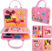 Sortery dla dzieci - MEGADIDI SENSORYCZNA TABLICA MANIPULACYJNA zegar puzzle WALIZKA miękka - miniaturka - grafika 1