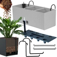 Donice - Doniczka balkonowa 51cm + uchwyty / haki, nawadniacz Skrzynka na balkon + keramzyt 2l - miniaturka - grafika 1