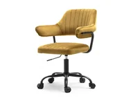 Fotele i krzesła biurowe - Designerski Fotel Do Biura Ze Złotym Siedziskiem Merlin Na Czarnym Stelażu - miniaturka - grafika 1