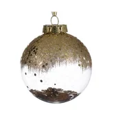 Bombki - Bombka dekoracyjna przezroczysta złoty brokat 8cm - miniaturka - grafika 1