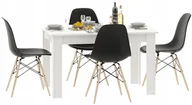 Stoły z krzesłami - Biały minimalistyczny stół z 4 czarnymi krzesłami A6-T52 - miniaturka - grafika 1