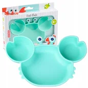 Miseczki i talerzyki dla dzieci - GILIGUMS TRÓJDZIELONY TALERZYK SILIKONOWY TALERZ KRAB MIĘTOWY Z PRZYSSAWKĄ - miniaturka - grafika 1