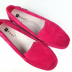 Nessi 17130 mokasyny różowe fuxia zamsz 40 - Mokasyny damskie - miniaturka - grafika 1