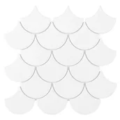 Płytki ceramiczne - Mozaika ceramiczna Mini Fishscale White 29.6x30 cm - miniaturka - grafika 1
