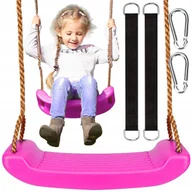 Place zabaw - Huśtawka dla Dzieci Ogrodowa Mocna do Domu Ogrodu Domowa na Linach Różowa - miniaturka - grafika 1