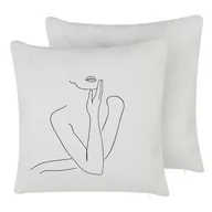 Poduszki dekoracyjne - Lumarko 2 Bawełniane Poduszki Dekoracyjne Z Motywem Kobiety 45 X 45 Cm Białe Meadowfoam - miniaturka - grafika 1