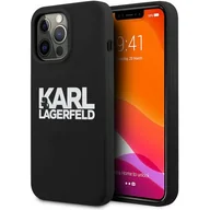 Etui i futerały do telefonów - Karl Lagerfeld Silicone Stack Logo - Etui iPhone 13 mini (czarny) KLHCP13SSLKLRBK - miniaturka - grafika 1