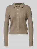 Swetry damskie - Kurtka z dzianiny o kroju regular fit z mieszanki bawełny - miniaturka - grafika 1