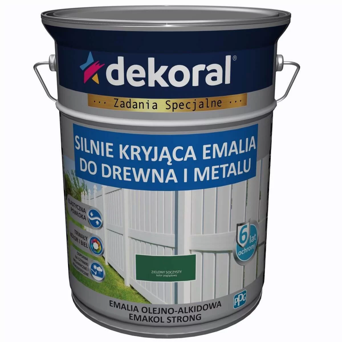 Dekoral Emalia Ftalowa  Emakol Strong Zielony Soczysty Pojemność 5 L