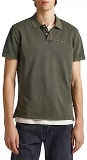 Koszulki męskie - Pepe Jeans Oliver Gd męska koszulka polo, Zielony (oliwkowy), S - grafika 1