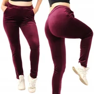 Spodnie damskie - Dresy damskie Spodnie dresowe Welurowe PRODUKT POLSKI Bordowe 3XL - miniaturka - grafika 1