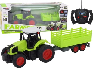 LeanToys Traktor Zdalnie Sterowany RC Z Przyczepą 1:16 Zielony - Zabawki zdalnie sterowane - miniaturka - grafika 1