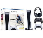 Konsole Playstation - Sony PlayStation 5 z napędem + słuchawki PULSE 3D (szary kamuflaż) + dodatkowy pad (szary kamuflaż) + FIFA 23 - miniaturka - grafika 1