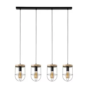 Britop LAMPA wisząca NETUNO 184159404 metalowa OPRAWA retro ZWIS industrialny drewno czarny - Lampy sufitowe - miniaturka - grafika 1