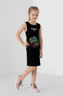 Sukienki - 4F sukienka dziecięca kolor czarny mini prosta - grafika 1