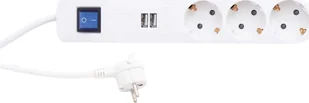 Kabel zasilający REV REV Steckdosenleiste ICE 3-fach USB & Schalter, 1,4m weiß - Kable - miniaturka - grafika 1