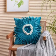 Poszewki na poduszki - Poszewka na poduszkę - chryzantema, błękitna 45*45cm - miniaturka - grafika 1