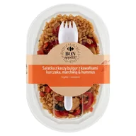 Szybkie dania obiadowe - Carrefour Bon appétit Sałatka z kaszy bulgur z kawałkami kurczaka marchwią & hummus 210 g - miniaturka - grafika 1