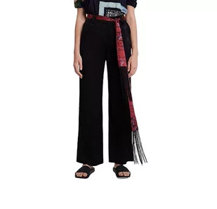 Spodnie damskie Desigual Terry  czarne eleganckie-XL - Spodnie damskie - miniaturka - grafika 1