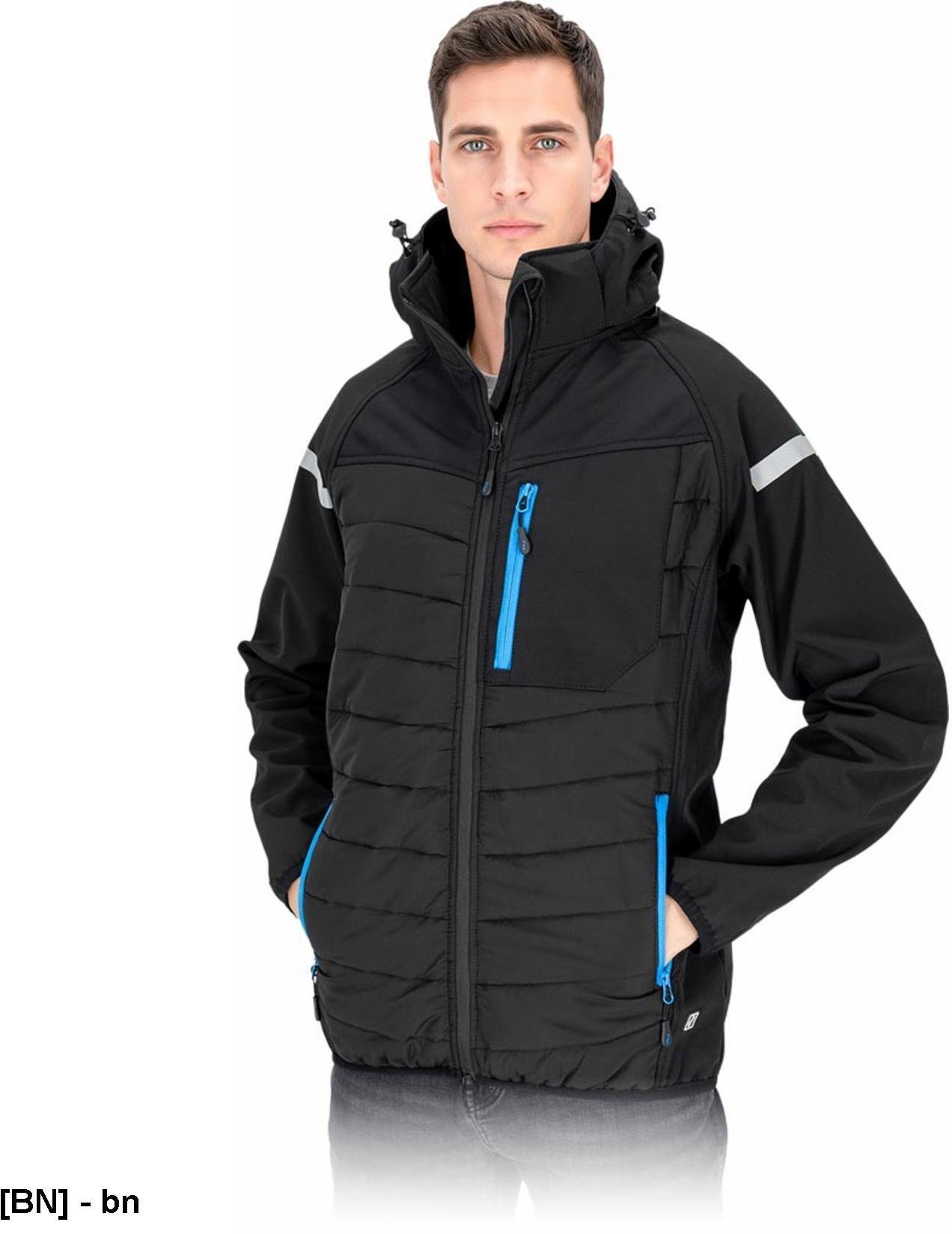 Pikowana kurtka ochronna ocieplana męska stójka odblaski 4 cztero kierunkowy stretch elastan zamek SOFTSHELL FLEXSHELL M