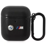 Akcesoria do słuchawek - Etui BMW BMA222PVTK do AirPods 1/2 cover czarny/black Leather Curved Line - miniaturka - grafika 1