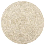 Dywany - vidaXL Ręcznie wykonany dywanik, juta, biały i naturalny, 90 cm - miniaturka - grafika 1