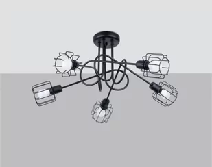 Czarna lampa sufitowa z 5 drucianymi kloszami SL.1119 z serii BELUCI - Lampy sufitowe - miniaturka - grafika 1