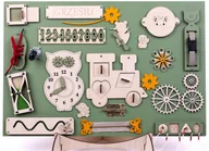 Zabawki sensoryczne - Tablica manipulacyjna XXL oliwkowa ze stojakiem !! - miniaturka - grafika 1