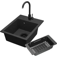 Zlewozmywaki z baterią - Zestaw Kernau Zlewozmywak KGS L 40 1B Graphite + Bateria KWT 47 Graphite + Koszyk ociekowy KPB 01 Matt Black - miniaturka - grafika 1