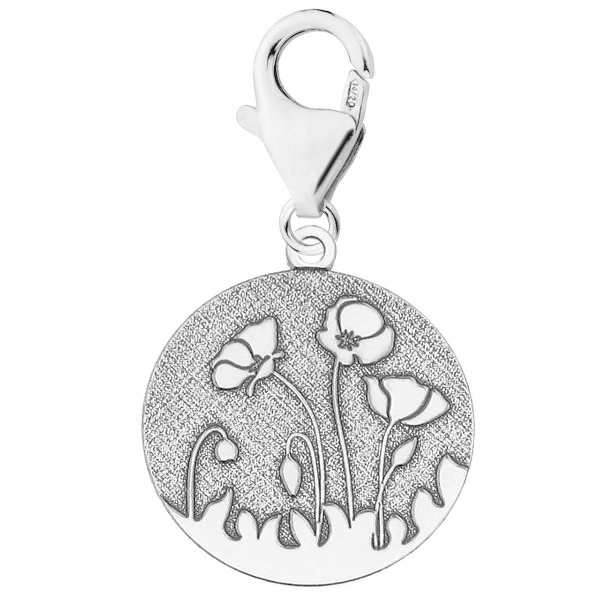 Zawieszka Srebrna z Makami Blaszka Maki Łąka Kwiaty Kwiatki SREBRO 925