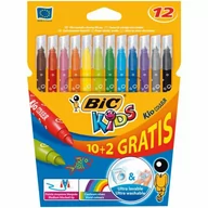 Markery permanentne - BIC Flamastry Kid Couleur Pudełko 10+2 Szt 841801 841801 - miniaturka - grafika 1