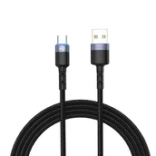 Kable USB - Tellur Data Cable, Usb To Type-C, Led, Nylon Braided, 2M, Black - miniaturka - grafika 1