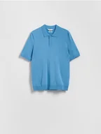 Swetry męskie - Reserved - Sweter polo z wiskozą - jasnoniebieski - miniaturka - grafika 1