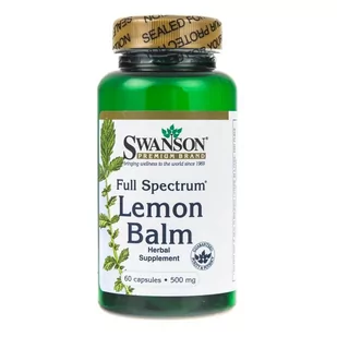 SWANSON Lemon Balm, 500 mg, 60 kapsułek - Witaminy i minerały - miniaturka - grafika 1