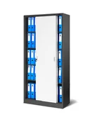 Szafki BHP - Szafa metalowa z drzwiami przesuwnymi KUBA: antracytowo-biała 90x185 cm (915) - miniaturka - grafika 1