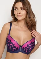 Biustonosze - Granatowo-Fuksjowy Biustonosz Full Cup z Delikatną Koronką Timaole - miniaturka - grafika 1