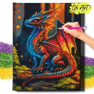 Zabawki kreatywne - Diamond Painting 5D Z Ramą Smok w lesie Haft Diamentowy 30X40 Mozaika Zwierzęta Dla Dzieci Oh Art! - miniaturka - grafika 1