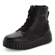 Botki damskie - Tamaris Damskie sztyblety Lace Boot Flat 1-25267-45, czarna skóra, 39 EU, czarna skóra, 39 EU - miniaturka - grafika 1