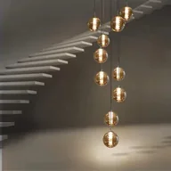 Lampy sufitowe - ZMH lampa wisząca stół jadalny 10 płomieni bursztynowa lampa wisząca regulowana wysokość żyrandol lampa wisząca szkło do salonu sypialnia kuchnia korytarz - miniaturka - grafika 1