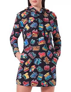 Love Moschino Damska sukienka z kapturem z długim rękawem w stylu cinched Waist, Czarny, czerwony, zielony, żółty, 40 - Sukienki - miniaturka - grafika 1