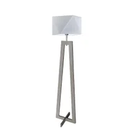 Lampy stojące - Skandynawska lampa stojąca drewniana BAKU z jasnoszarym abażurem - miniaturka - grafika 1