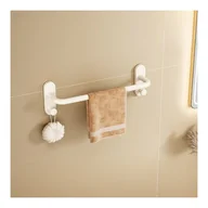 Wieszaki łazienkowe - Aluminiowy wieszak na ręczniki do łazienki bez wiercenia, biała półka na ręczniki, pojedynczy wieszak 50 cm - miniaturka - grafika 1
