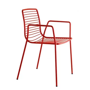 Krzesło Summer Arm czerwone metalowe - Krzesła - miniaturka - grafika 1