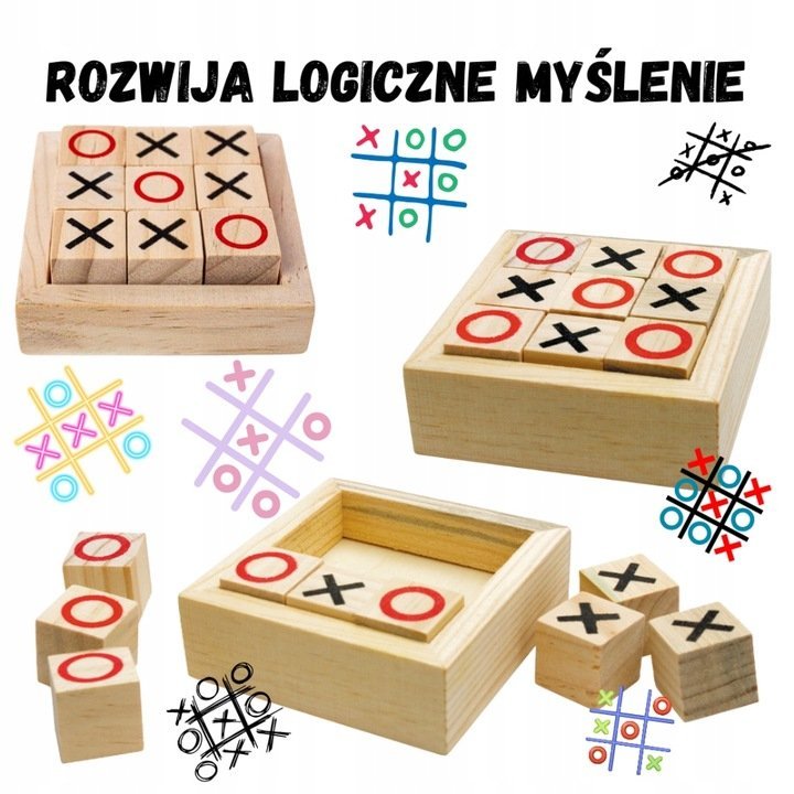 MEGADIDI Gra KÓŁKO i KRZYŻYK Eko DREWNO
