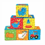 Zabawki sensoryczne - Maksik, Zestaw klocków, miękkie kostki, 6 szt, 090601-01 - miniaturka - grafika 1