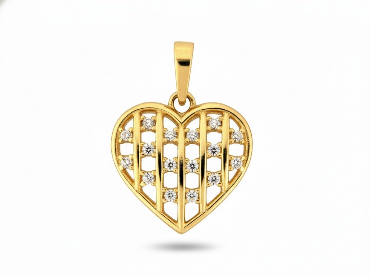 Zawieszka serce z cyrkoniami złota 585 14k 1.20g elegancka biżuteria