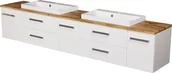 Szafki łazienkowe - Szafka wisząca z dwiema umywalkami 210 cm z blatem w kolorze dąb naturalny 210/39/C2 seria Fokus B - miniaturka - grafika 1