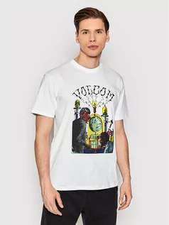 Koszulki męskie - Volcom T-Shirt Elzo Durt A5212213 Biały Classic Fit - grafika 1